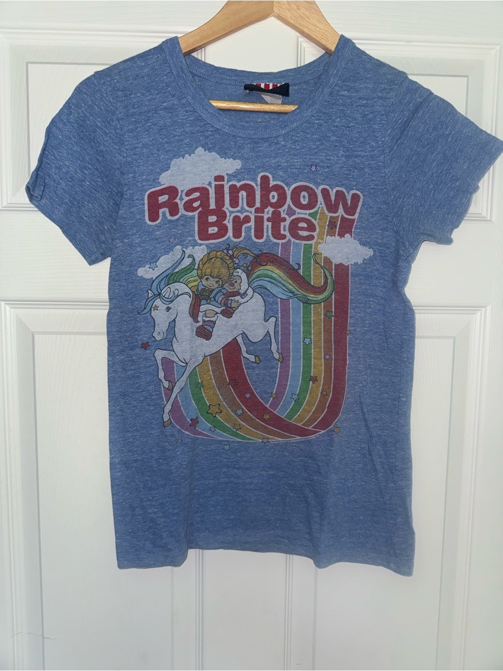 Rainbow Brite Short Sleeve Tee - Blue with Multicolor Graphic